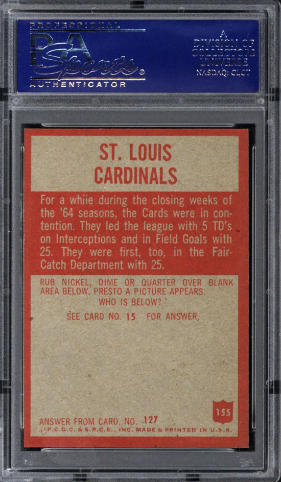 1965 Philadelphia #155 St. Louis Cardinals Team PSA 9 | eBay