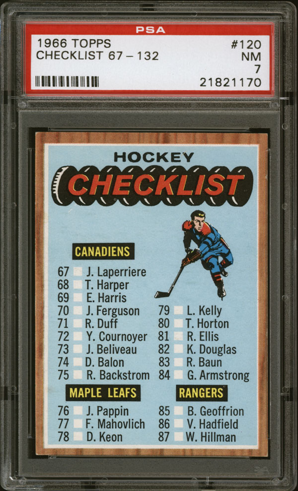1966-67 Topps Hockey Card #120 Checklist PSA 7 | eBay