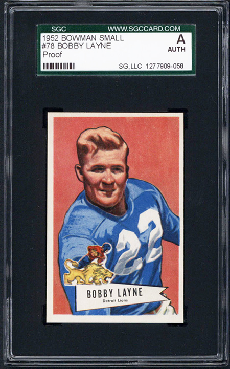 1952 bowman 78 bobby layne proof sgc authentic a rare proof card from 