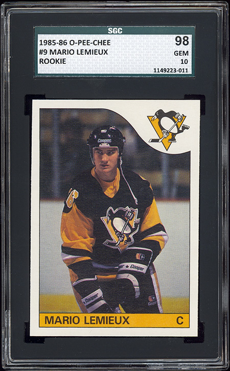 1985 86 O Pee Chee 9 Mario Lemieux Rookie Card SGC 98 Gem Mint EBay